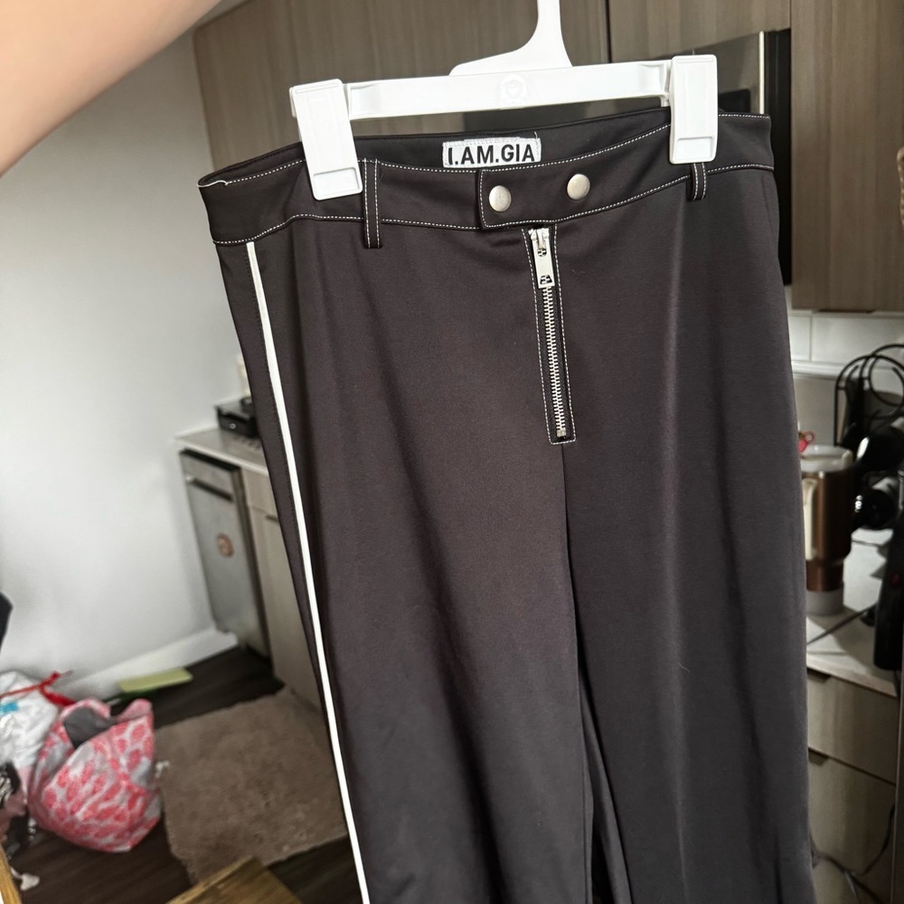 I.AM.GIA Slater Pants Black White Side Stripe High Rise Flare M ASO Kylie Jenner - Picture 8 of 10